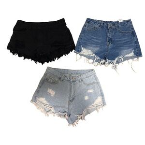 Women’s Distressed Denim Shorts Bundle – Size Medium (3 Pairs)